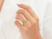Heart & Pear Gemstone Promise Ring