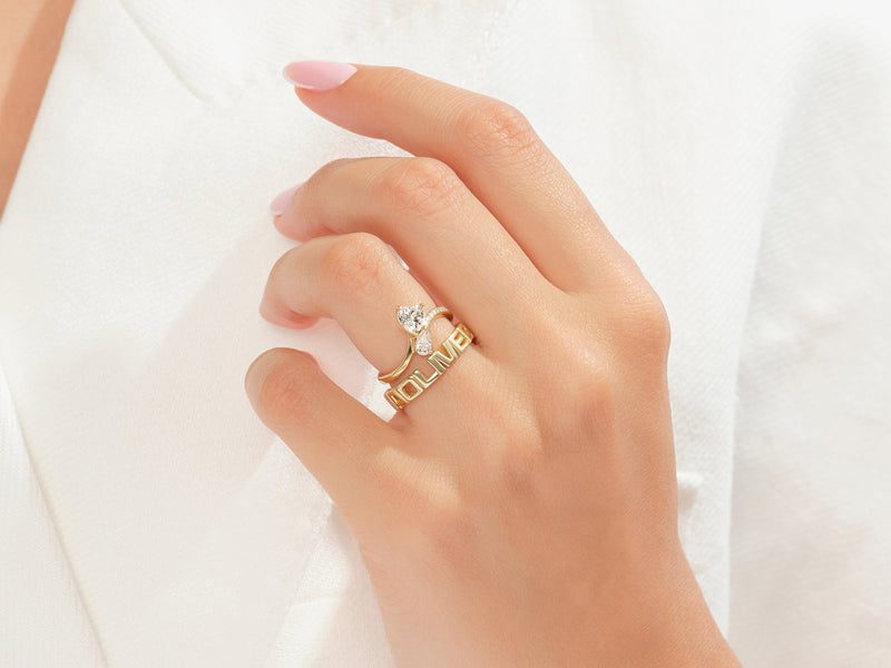 Heart & Pear Gemstone Promise Ring