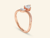 Heart & Pear Gemstone Promise Ring