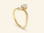 Heart & Pear Gemstone Promise Ring