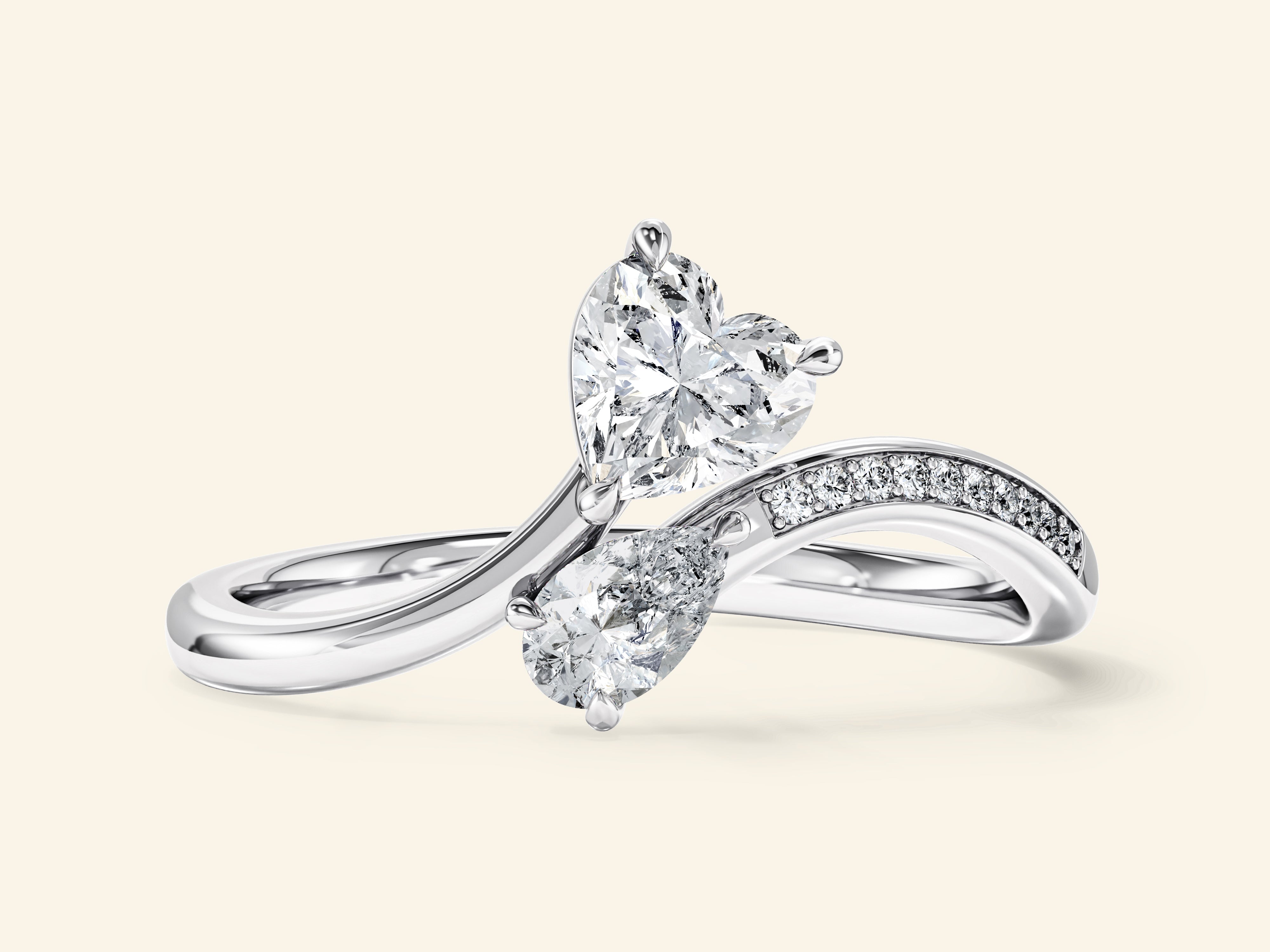Heart & Pear Gemstone Promise Ring