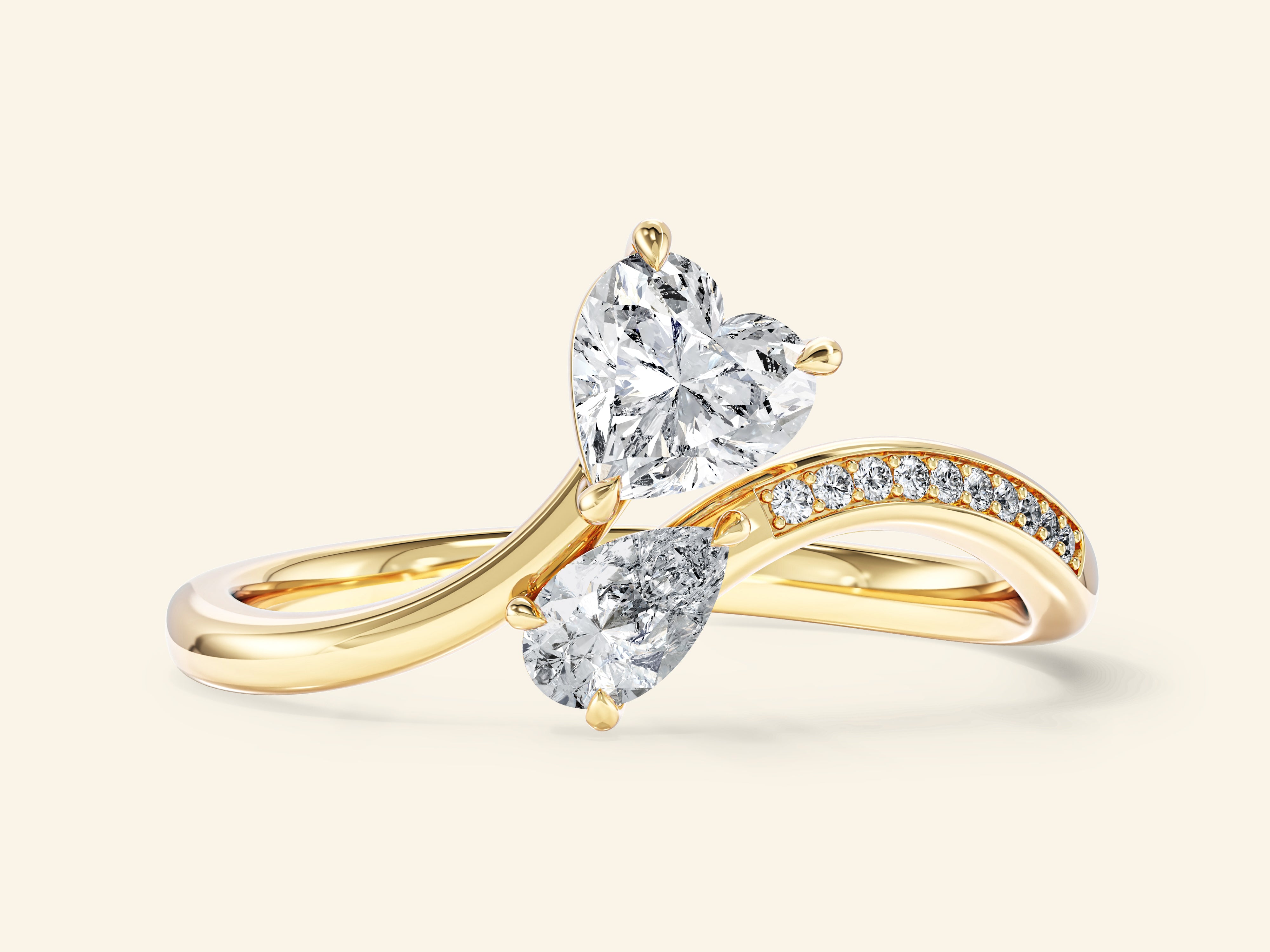 Heart & Pear Gemstone Promise Ring