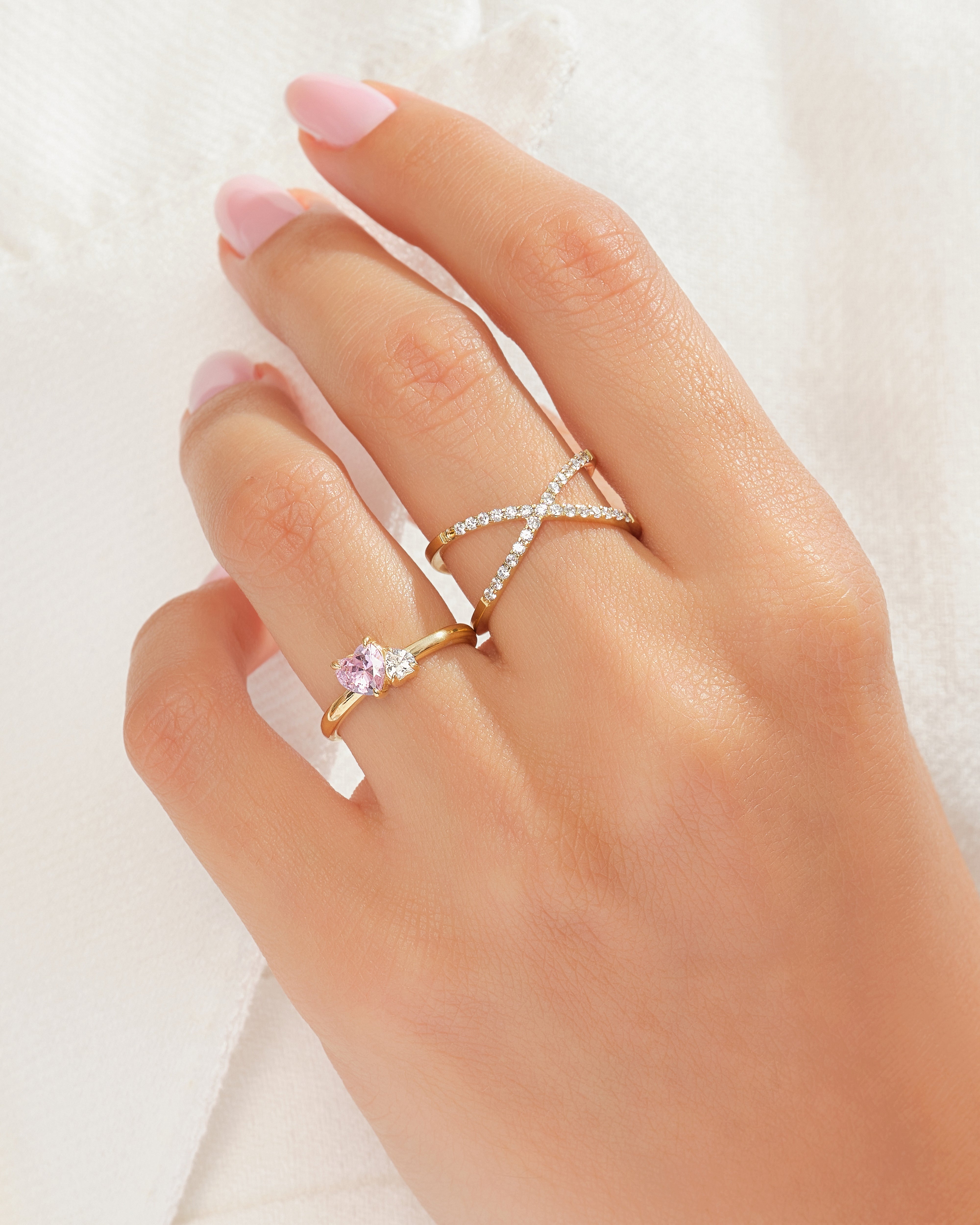 Pink Double Heart Promise Ring