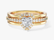 Gold diamond engagement ring set with heart-shaped center stone