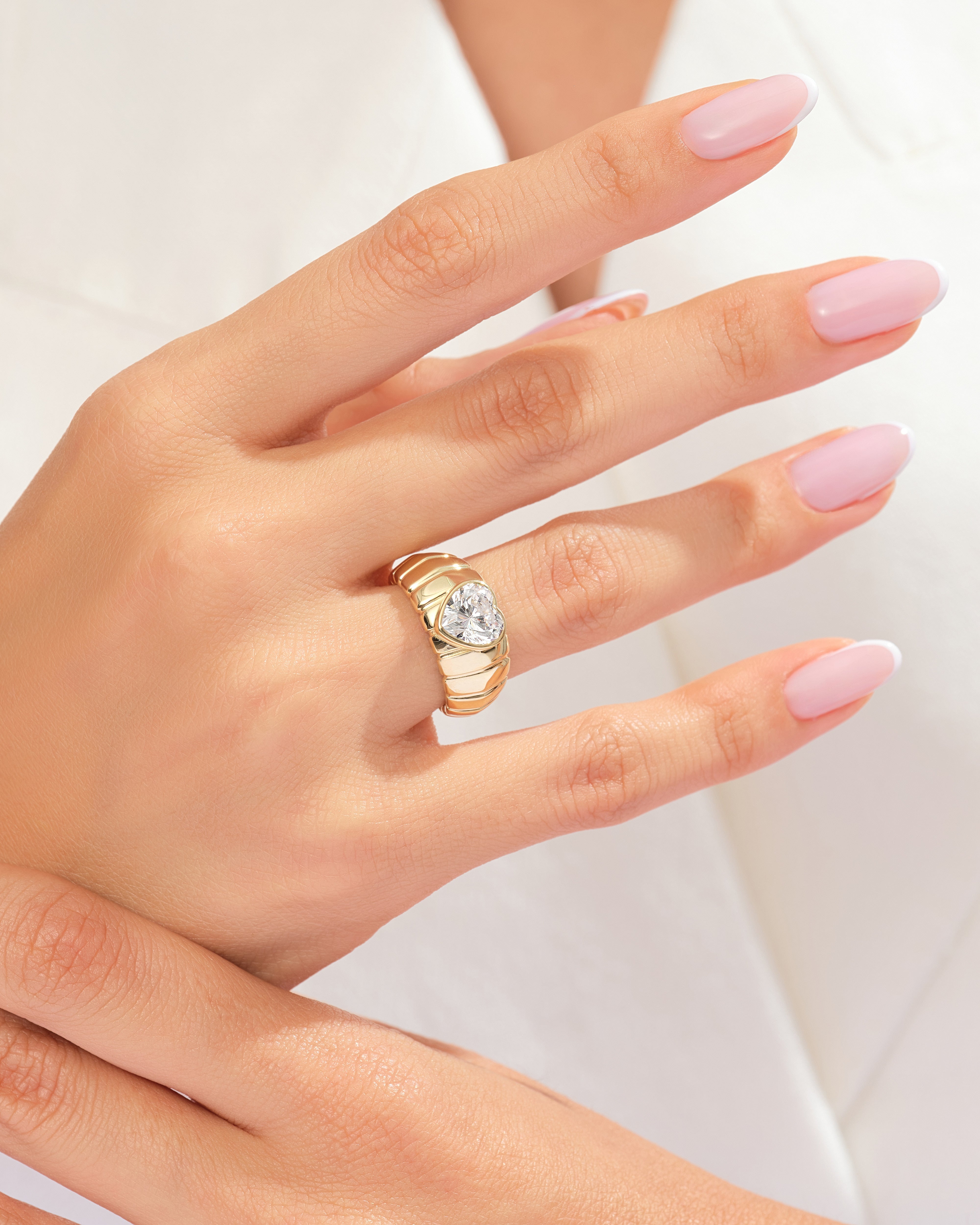 Bold Croissant Heart Cut Promise Ring