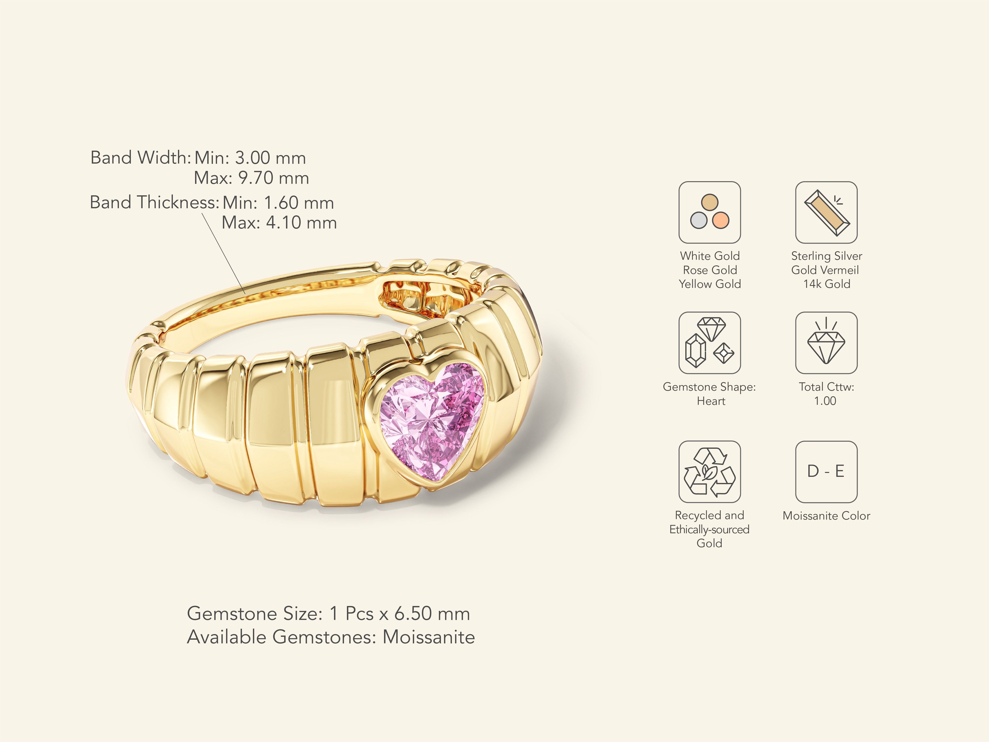Dome Pink Heart Promise Ring