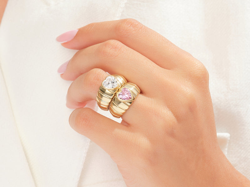 Dome Heart Gemstone Promise Ring