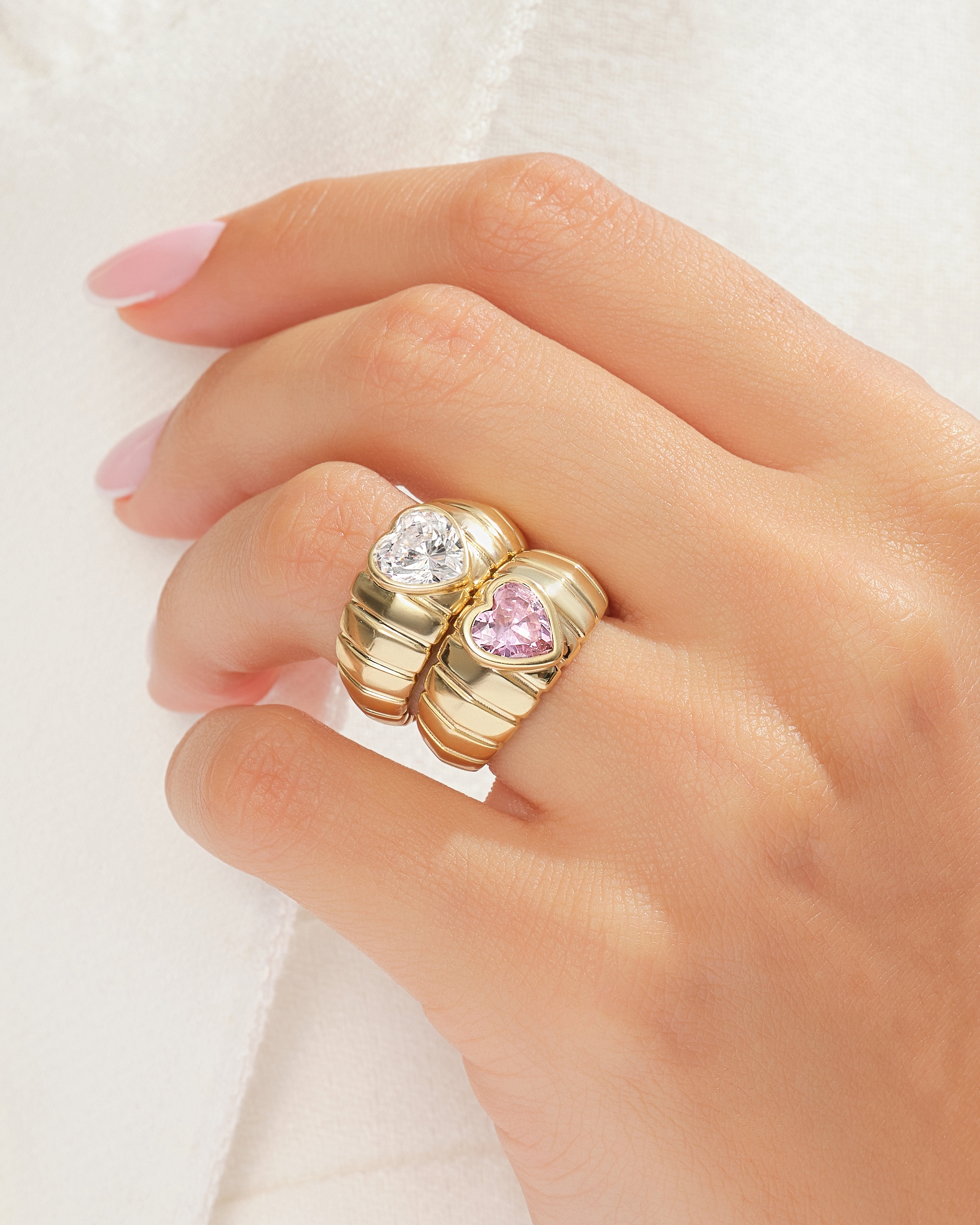 Bold Croissant Heart Cut Promise Ring