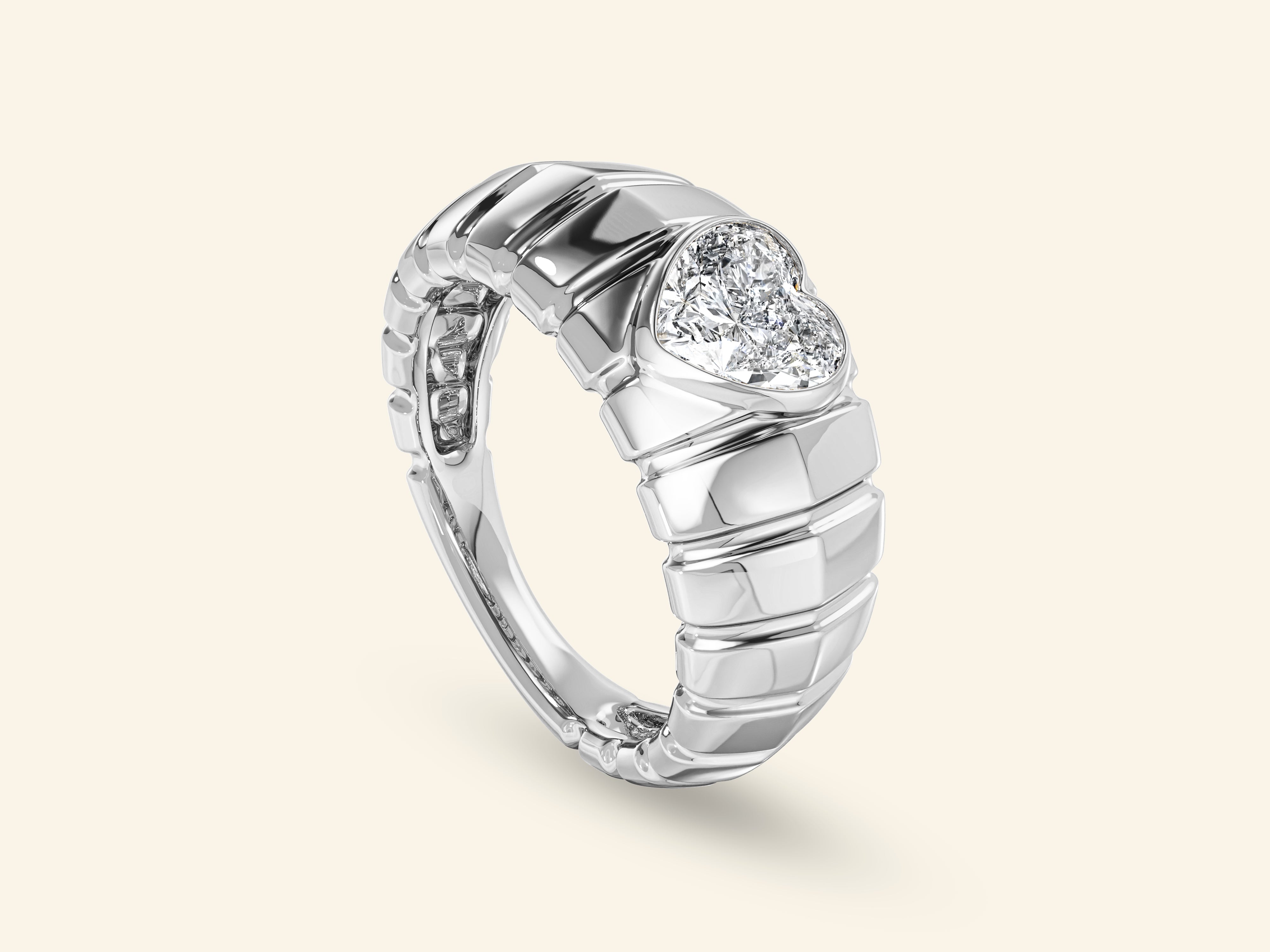 Dome Heart Gemstone Promise Ring