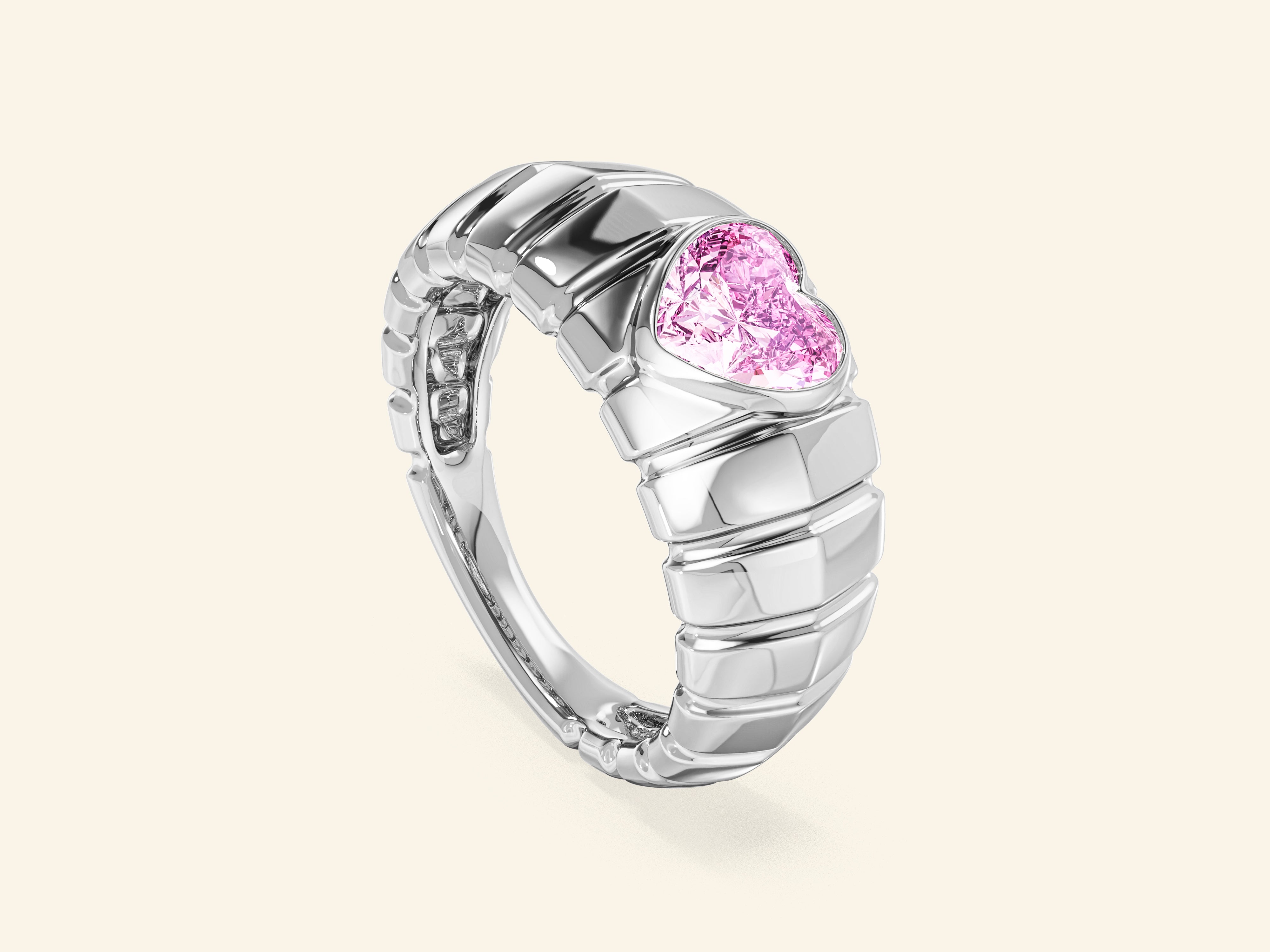 Dome Pink Heart Promise Ring