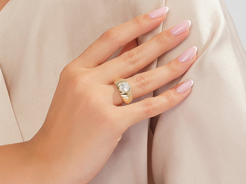 Dome Heart Gemstone Promise Ring