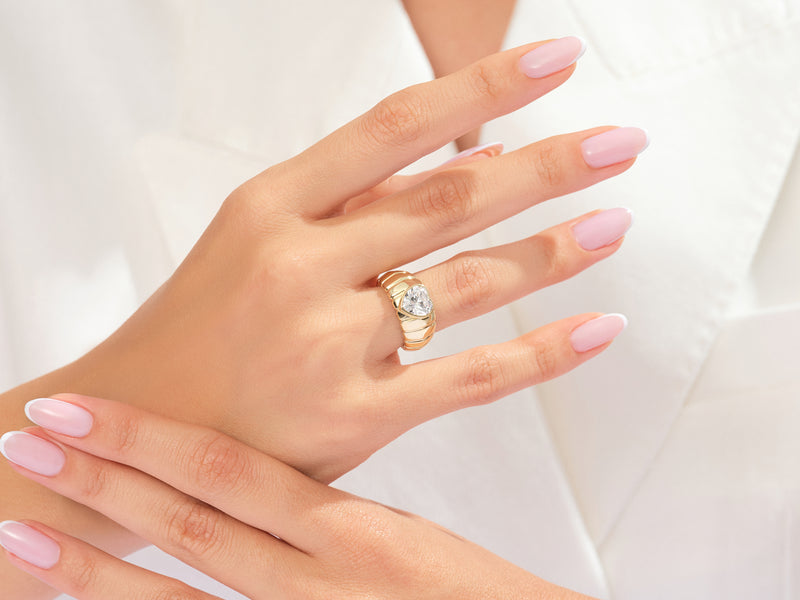 Dome Heart Gemstone Promise Ring
