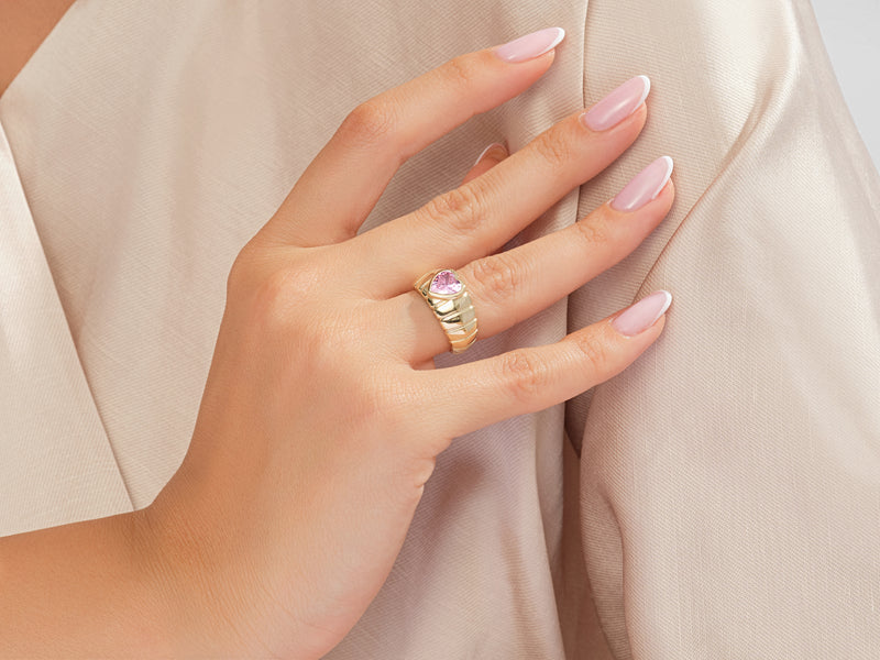 Dome Pink Heart Promise Ring