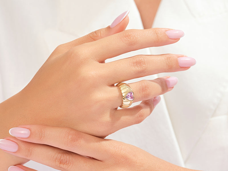 Dome Pink Heart Promise Ring