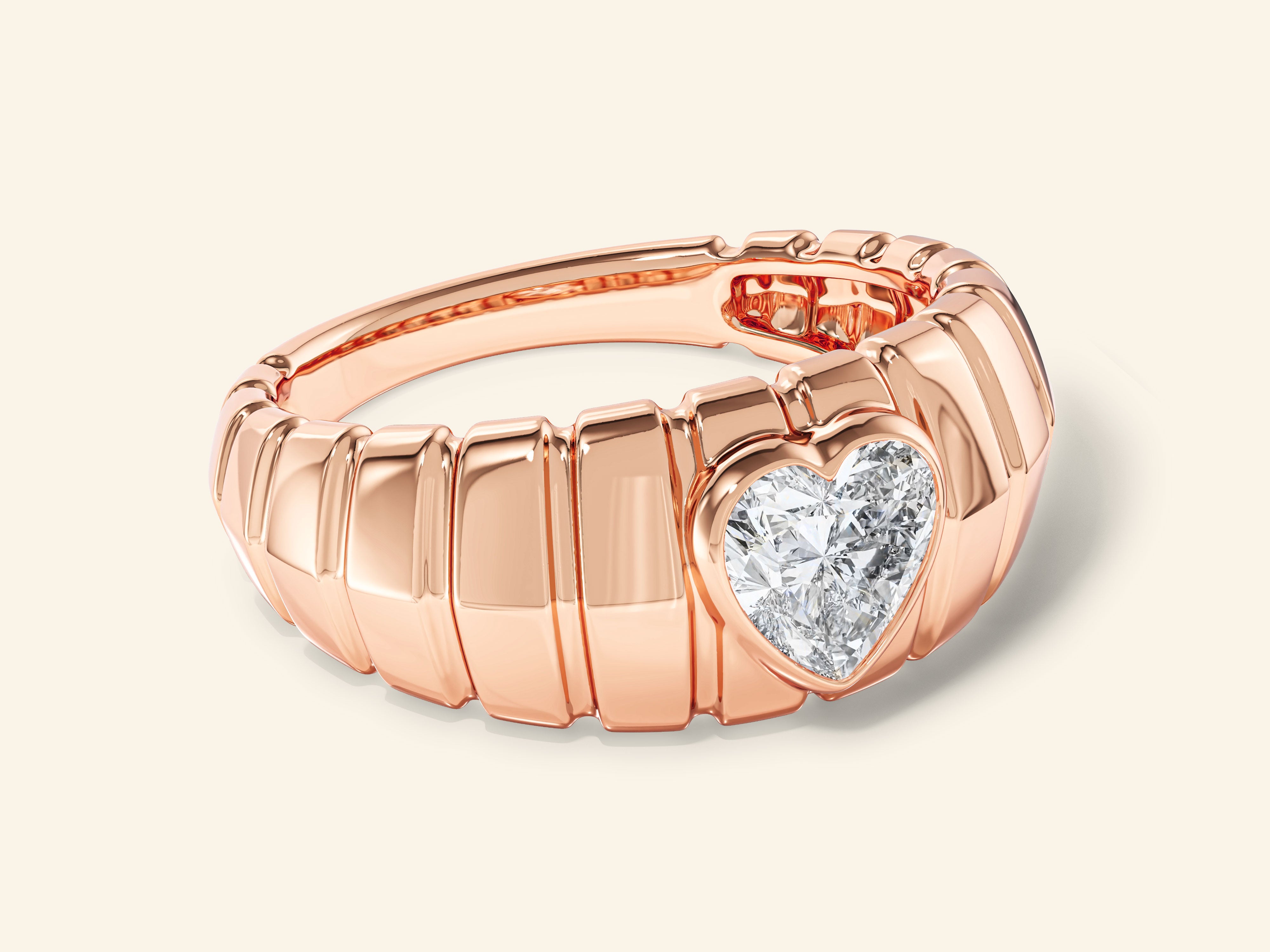 Dome Heart Gemstone Promise Ring
