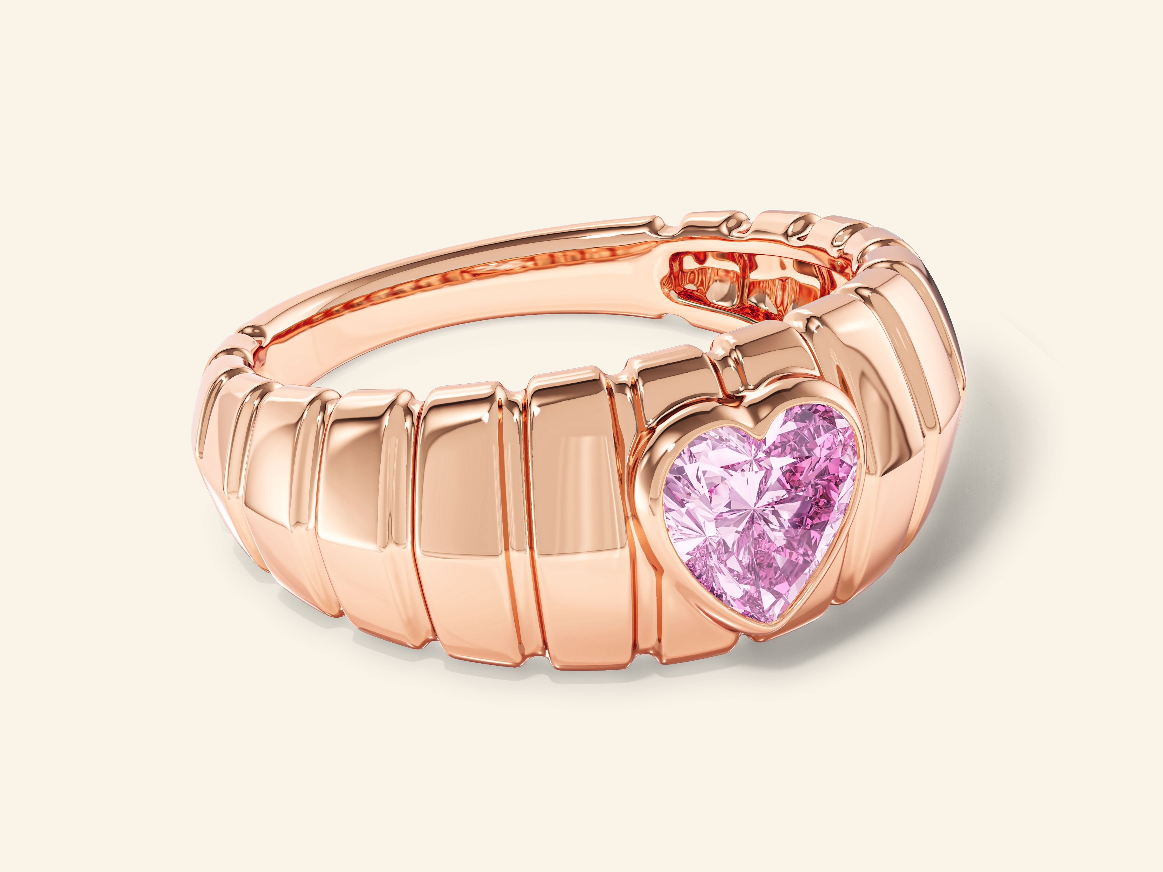 Dome Pink Heart Promise Ring