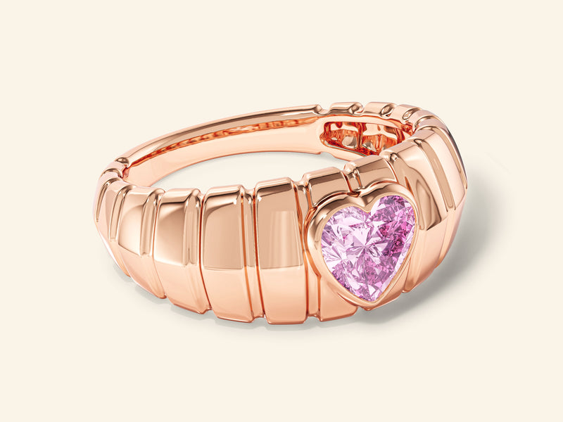 Dome Pink Heart Promise Ring
