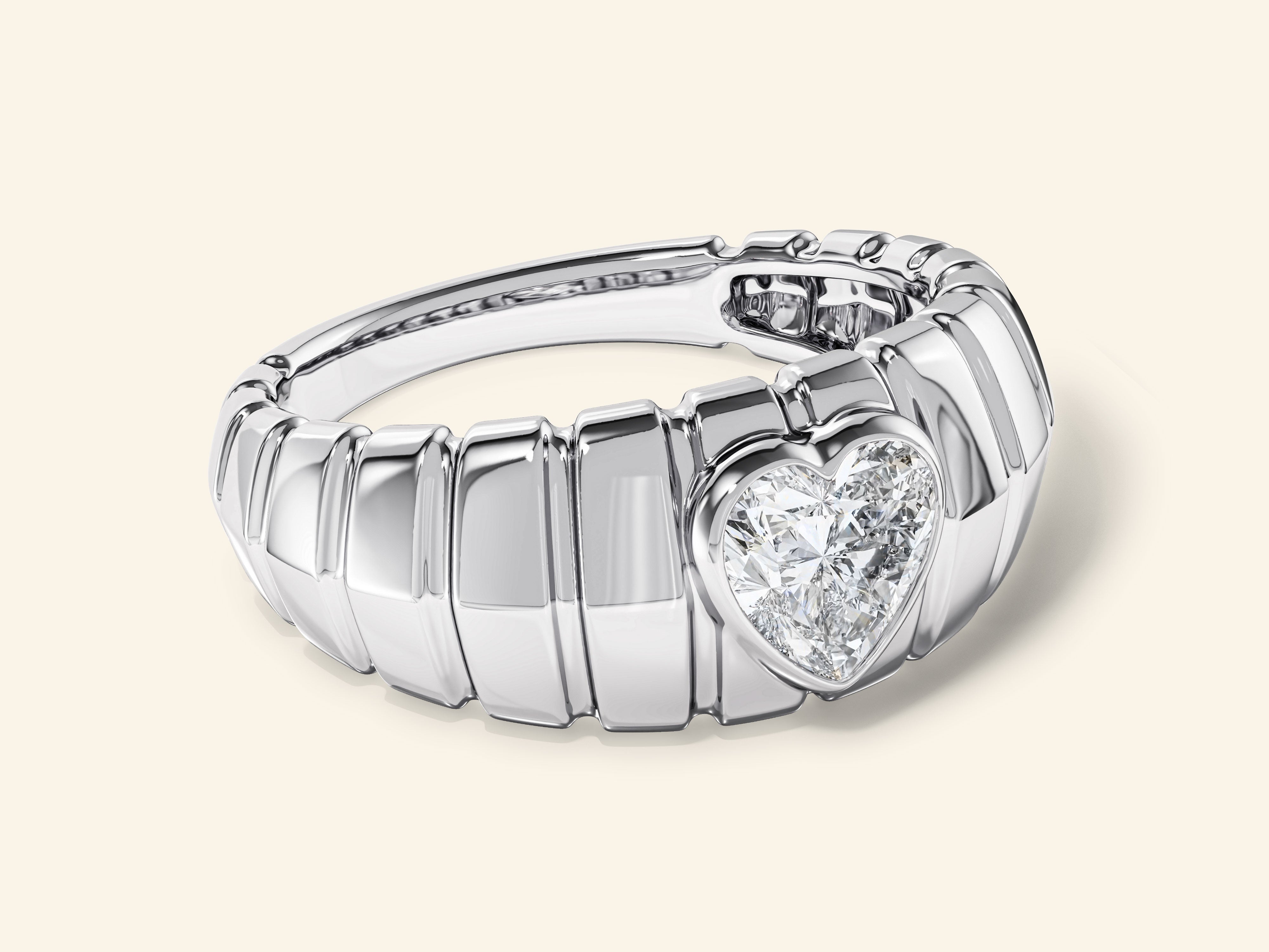 Dome Heart Gemstone Promise Ring
