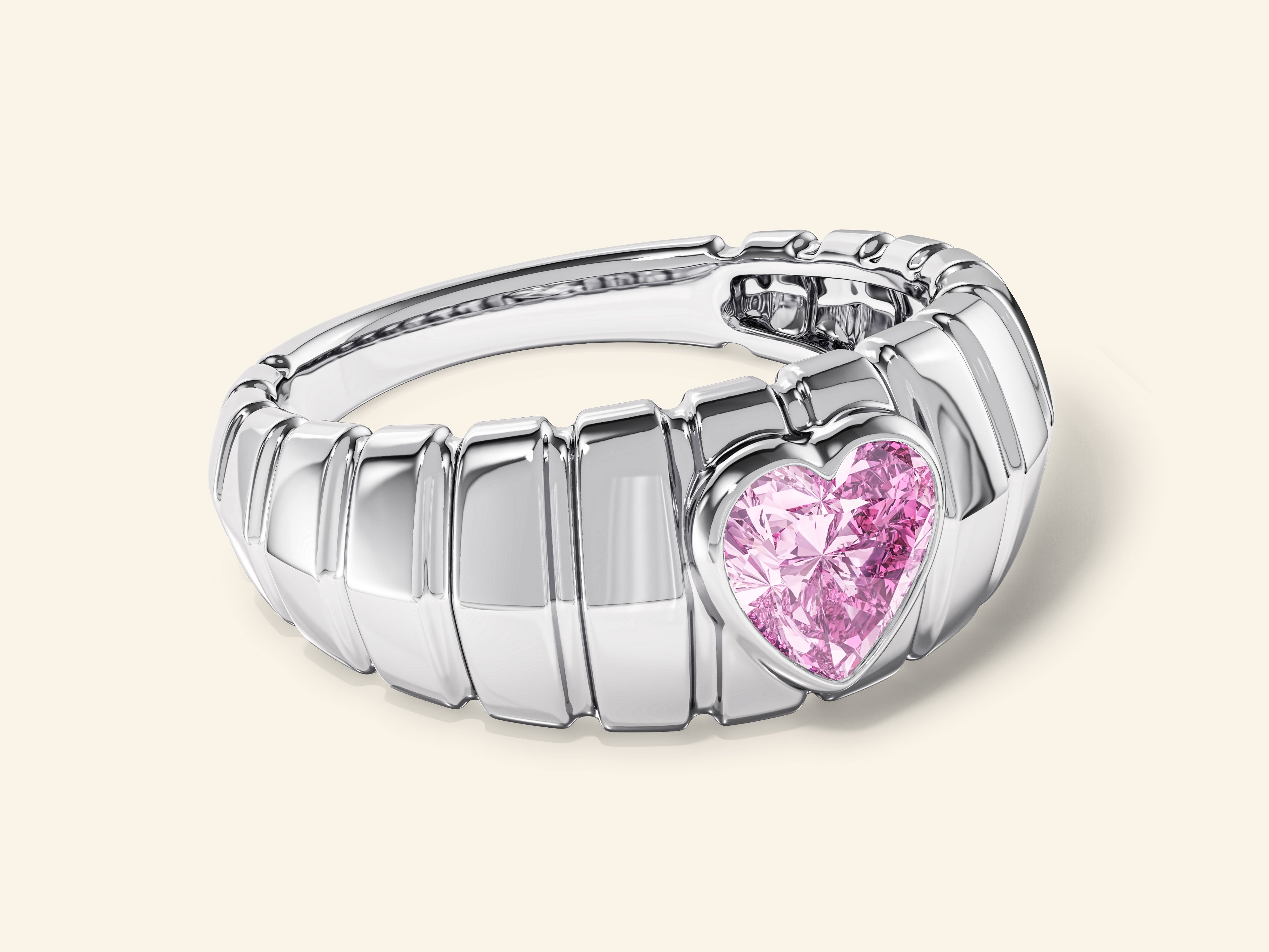 Dome Pink Heart Promise Ring
