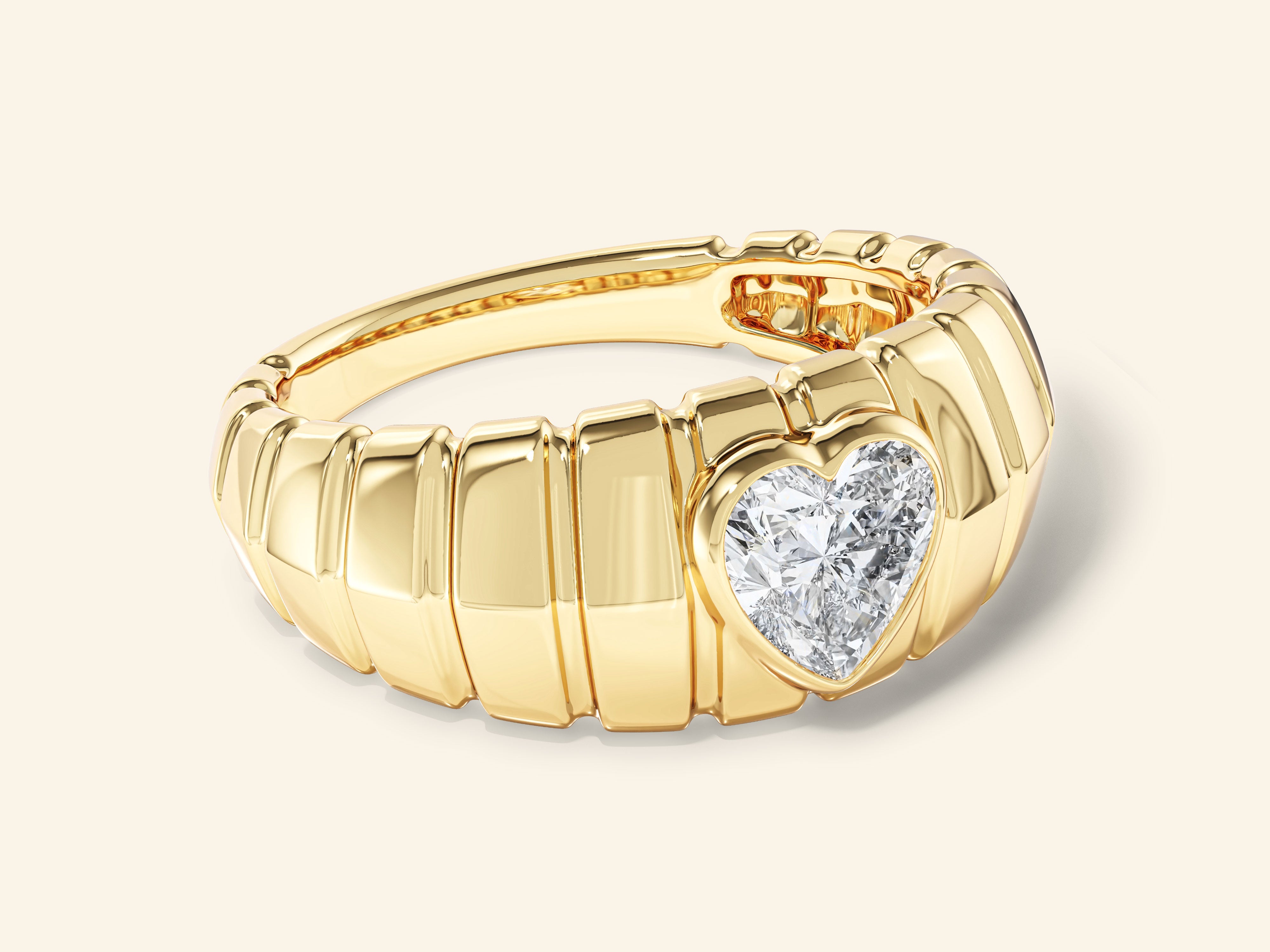 Dome Heart Gemstone Promise Ring