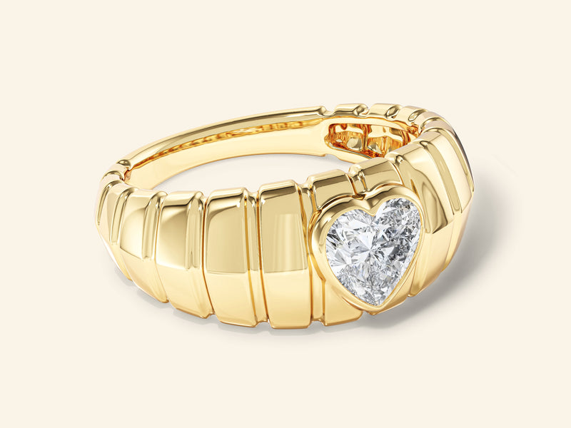 Dome Heart Gemstone Promise Ring