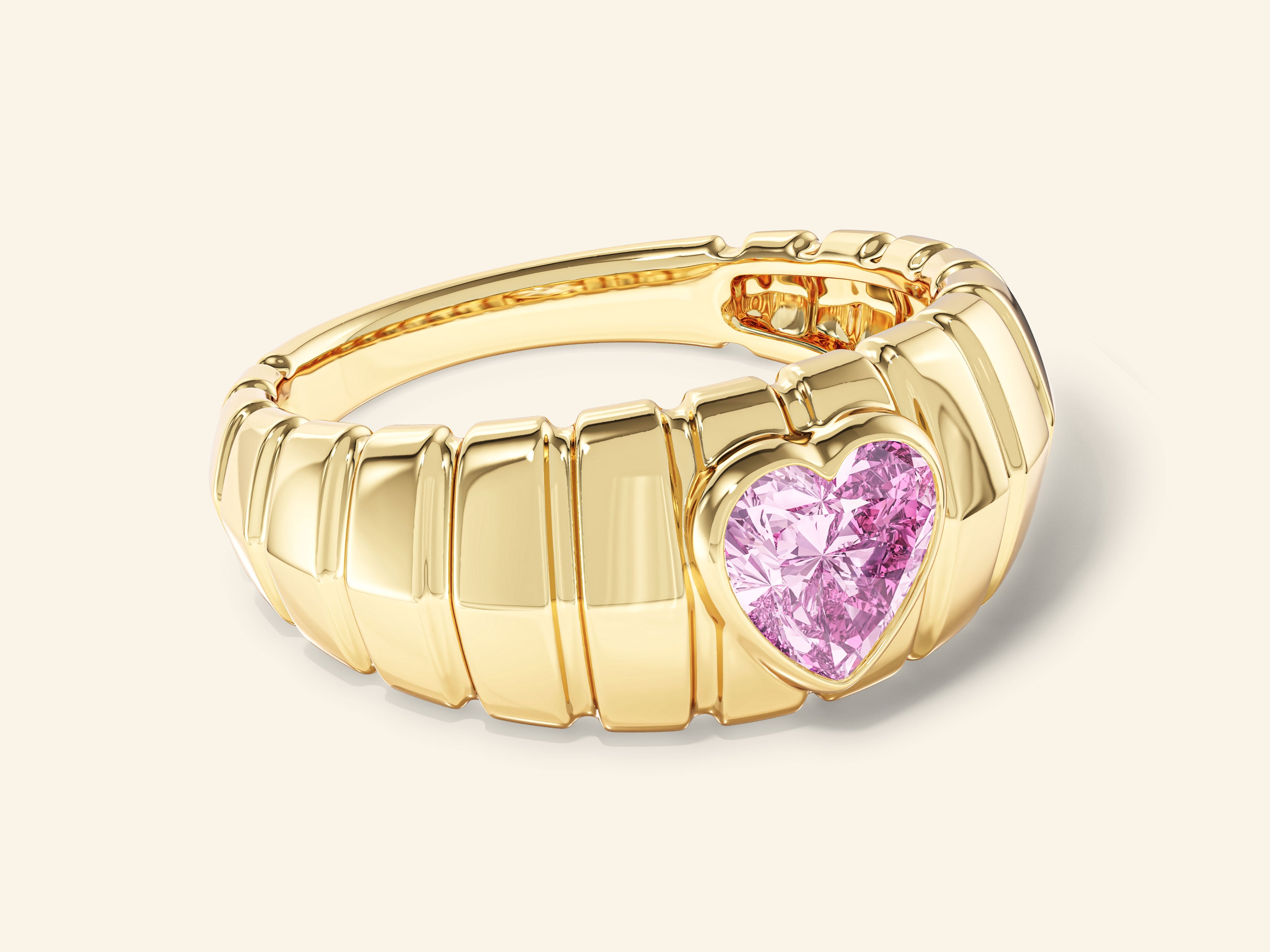 Dome Pink Heart Promise Ring