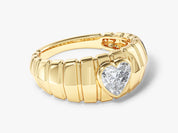 Gold ring with heart-shaped diamond, luxury jewelry