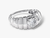 Diamond heart ring, platinum band, luxury jewelry