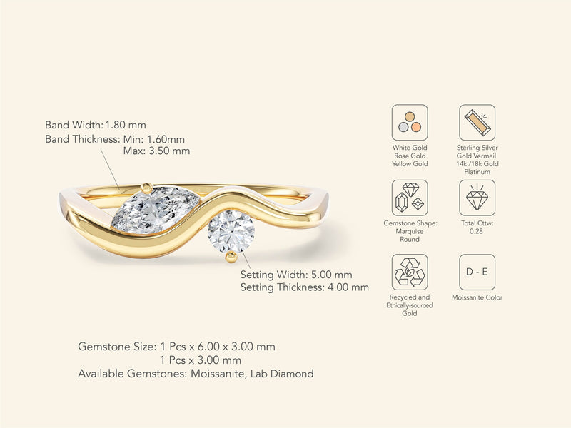 Curved Duo Promise Ring