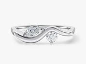 Diamond engagement ring with marquise and round cut stones