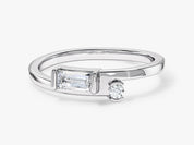 Diamond baguette and round solitaire ring jewelry