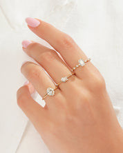 Diamond rings on a hand, fine jewelry for women