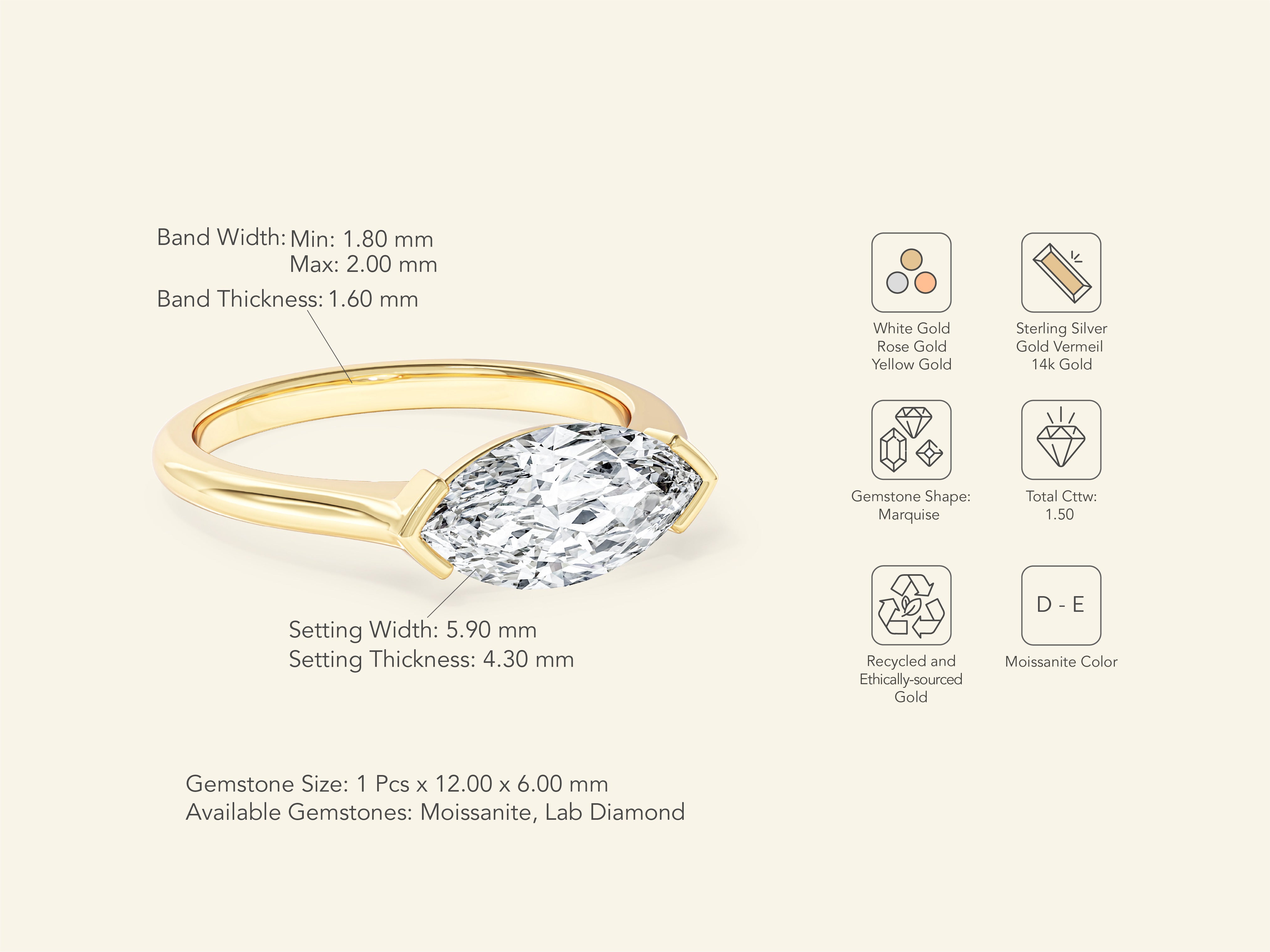 East-West Marquise Engagement Ring