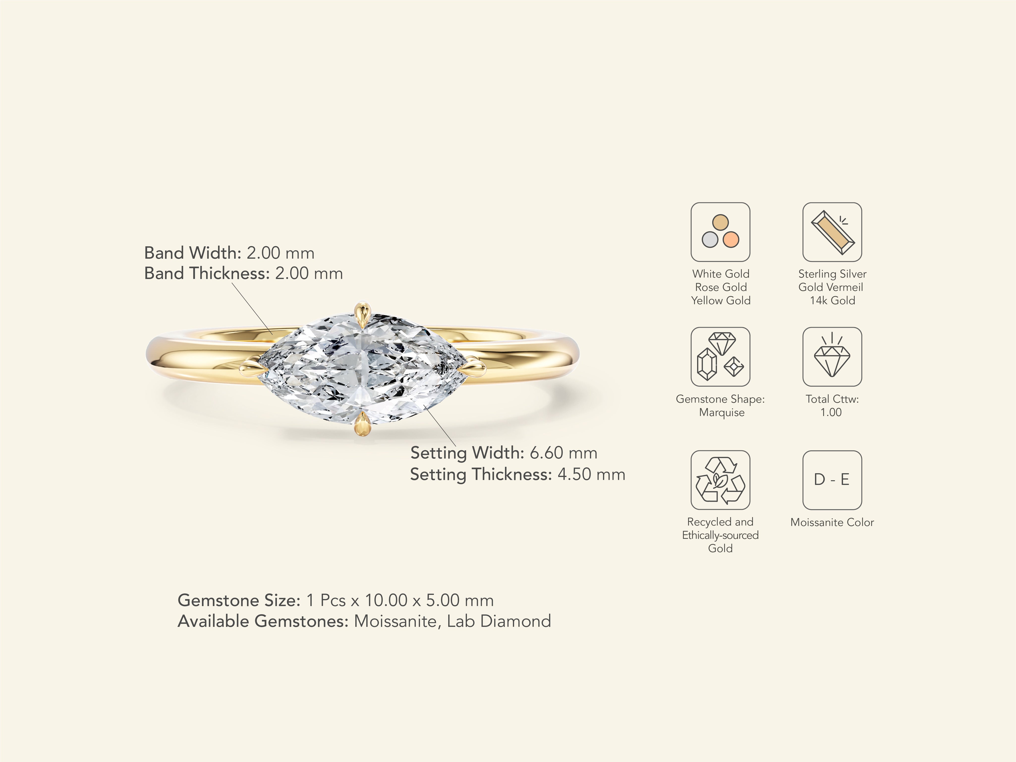 Solitaire East-West Engagement Ring