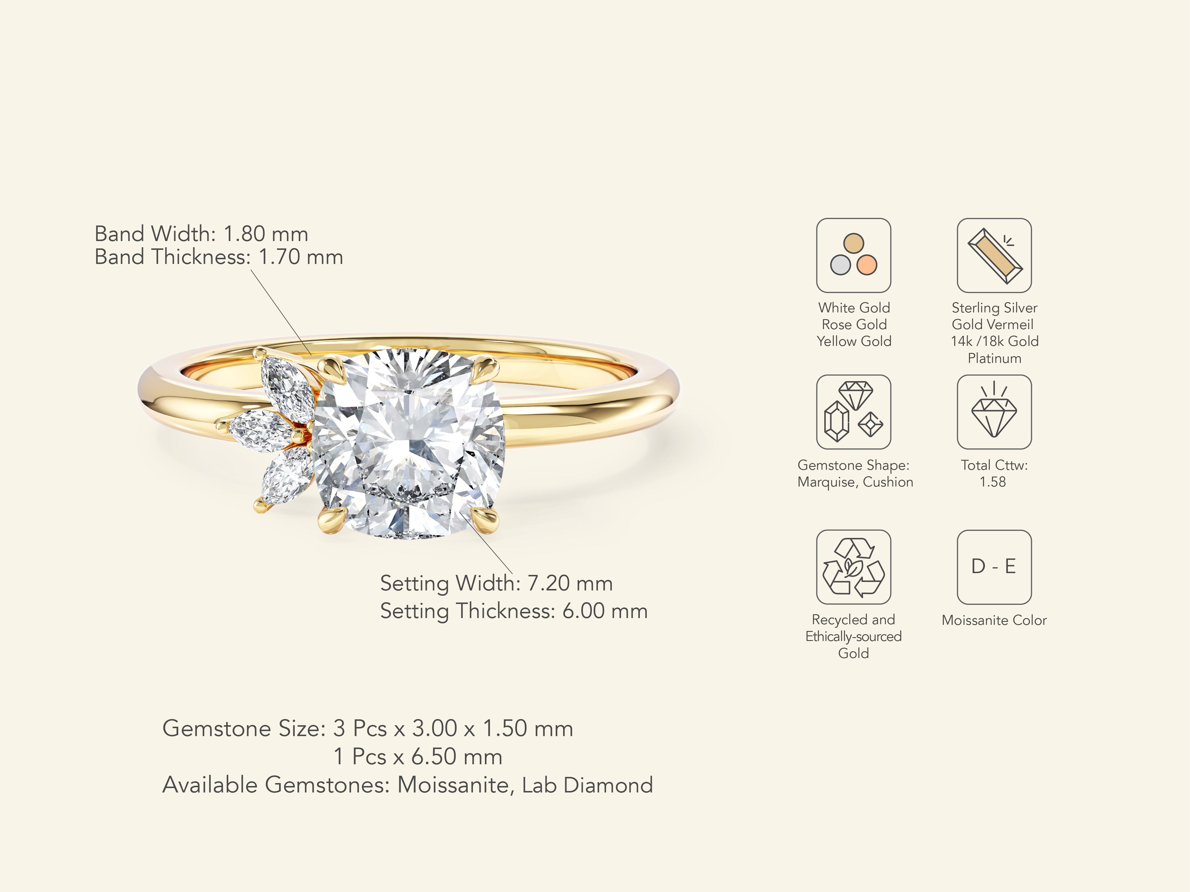 Crown-Accent Engagement Ring