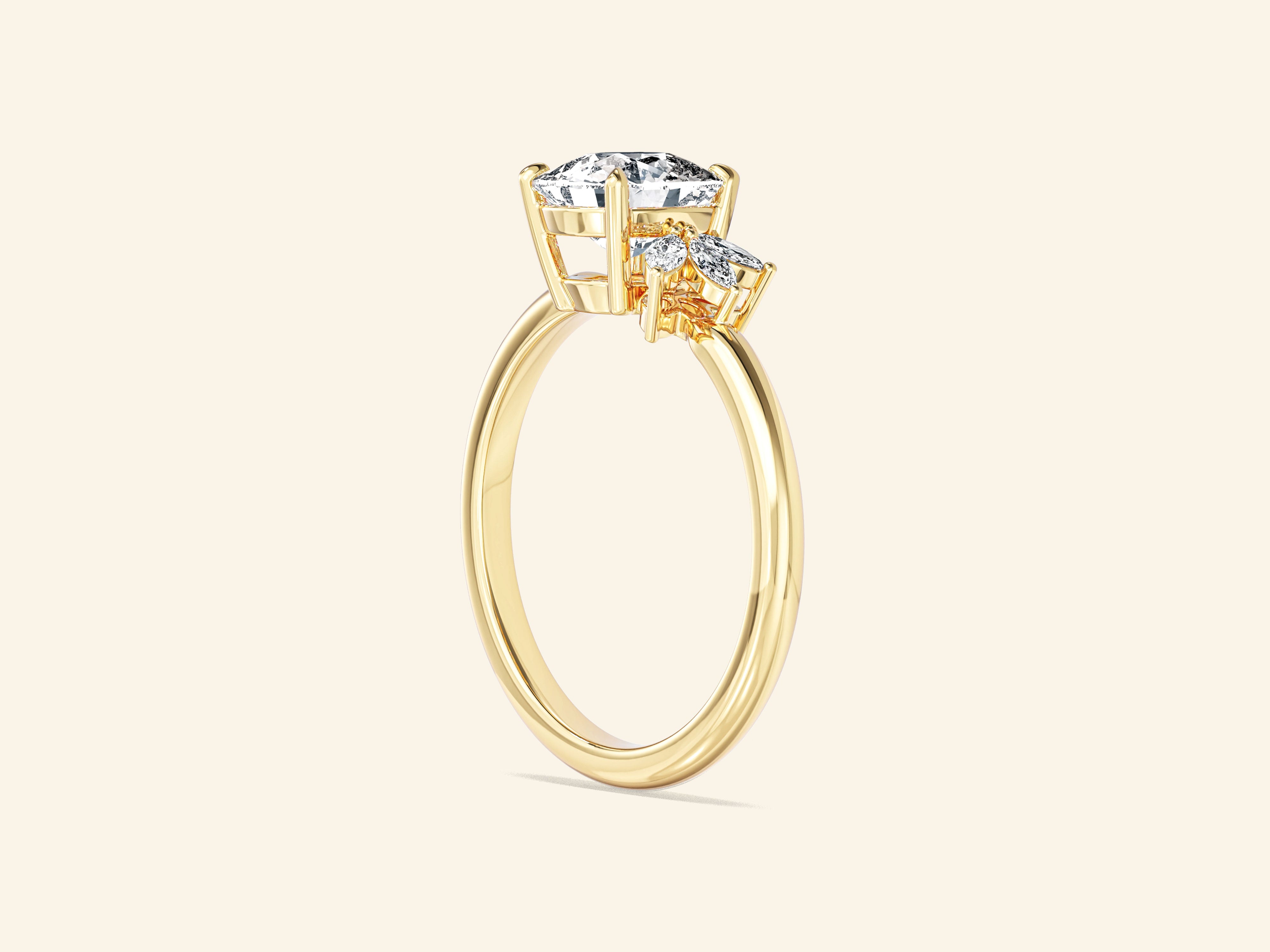 Crown-Accent Engagement Ring
