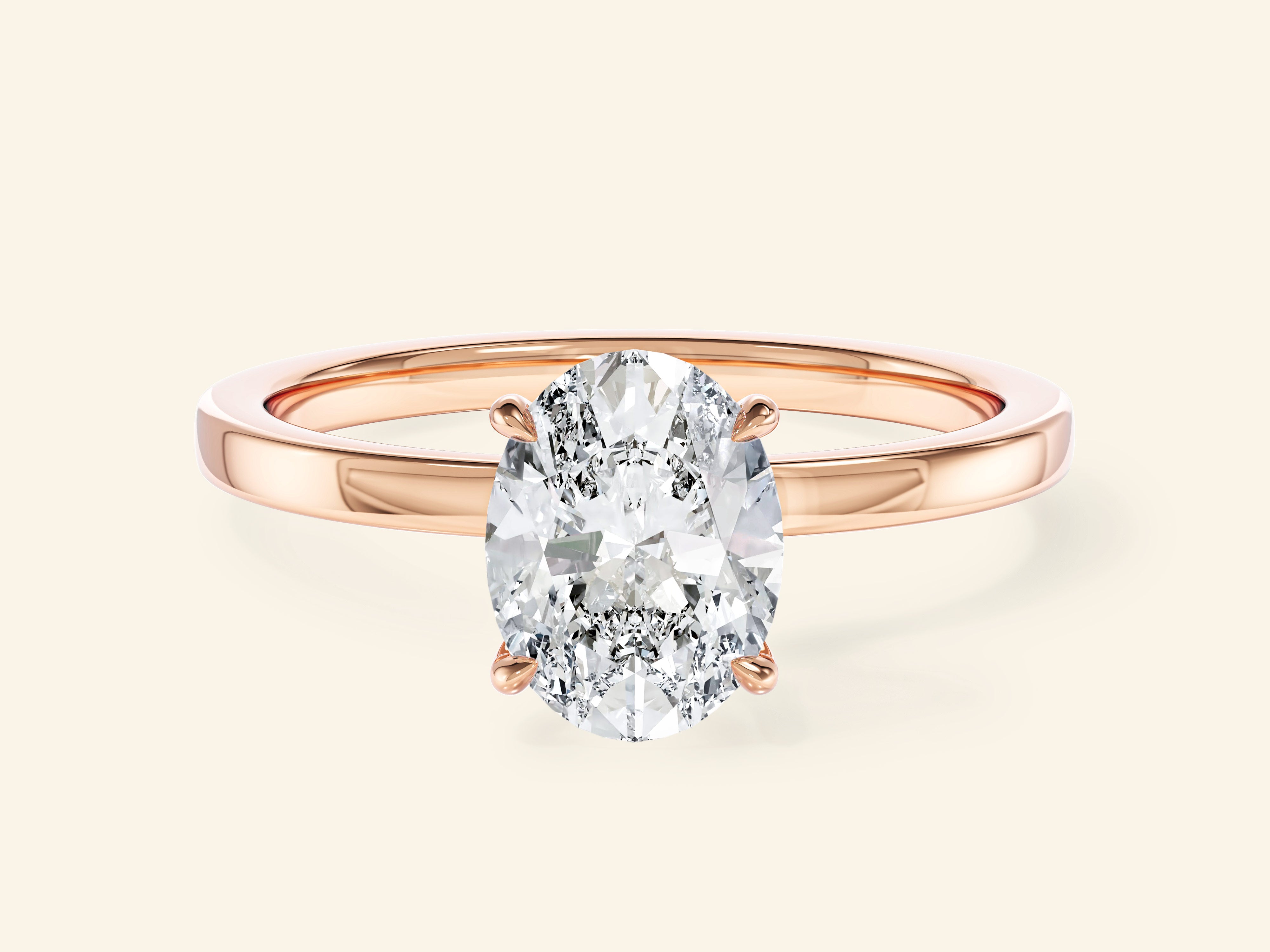 Flat Band Oval Engagement Ring