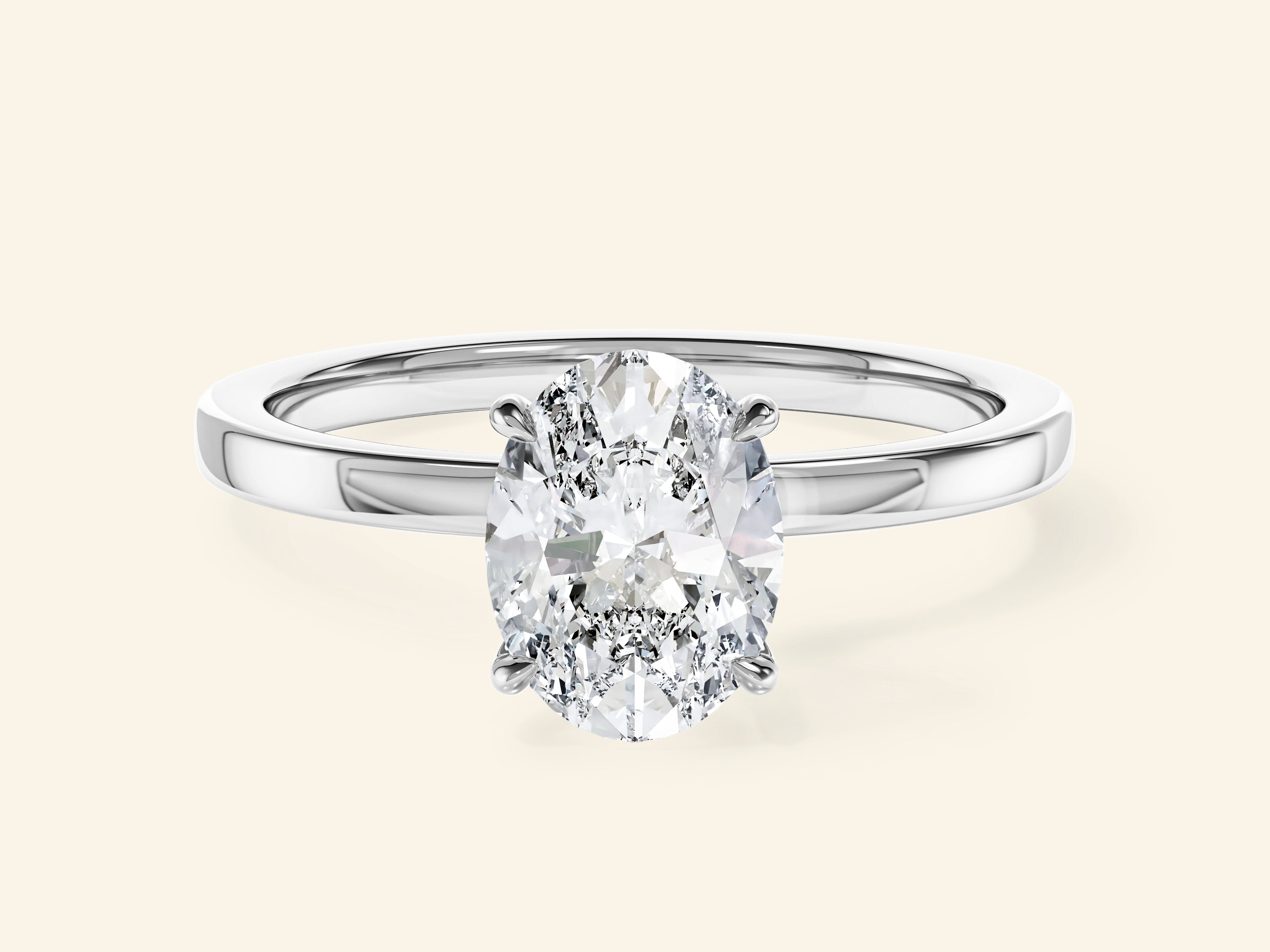 Flat Band Oval Engagement Ring