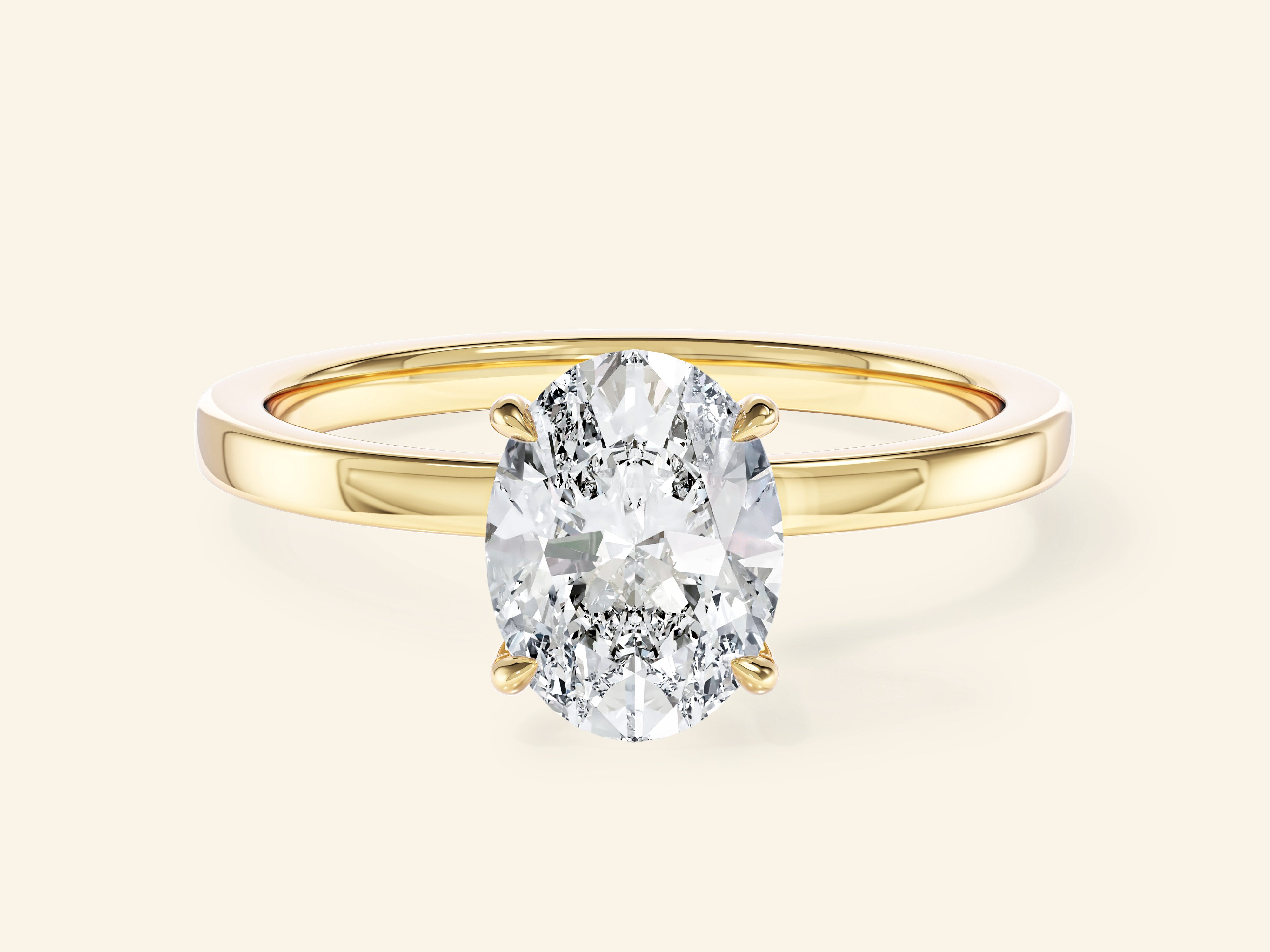 Flat Band Oval Engagement Ring