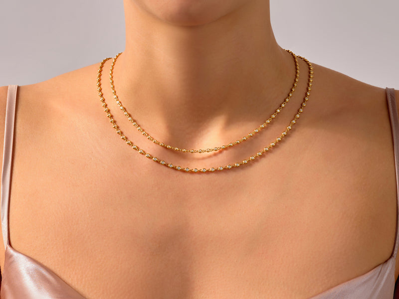 Bezel Lab Diamond Tennis Necklace
