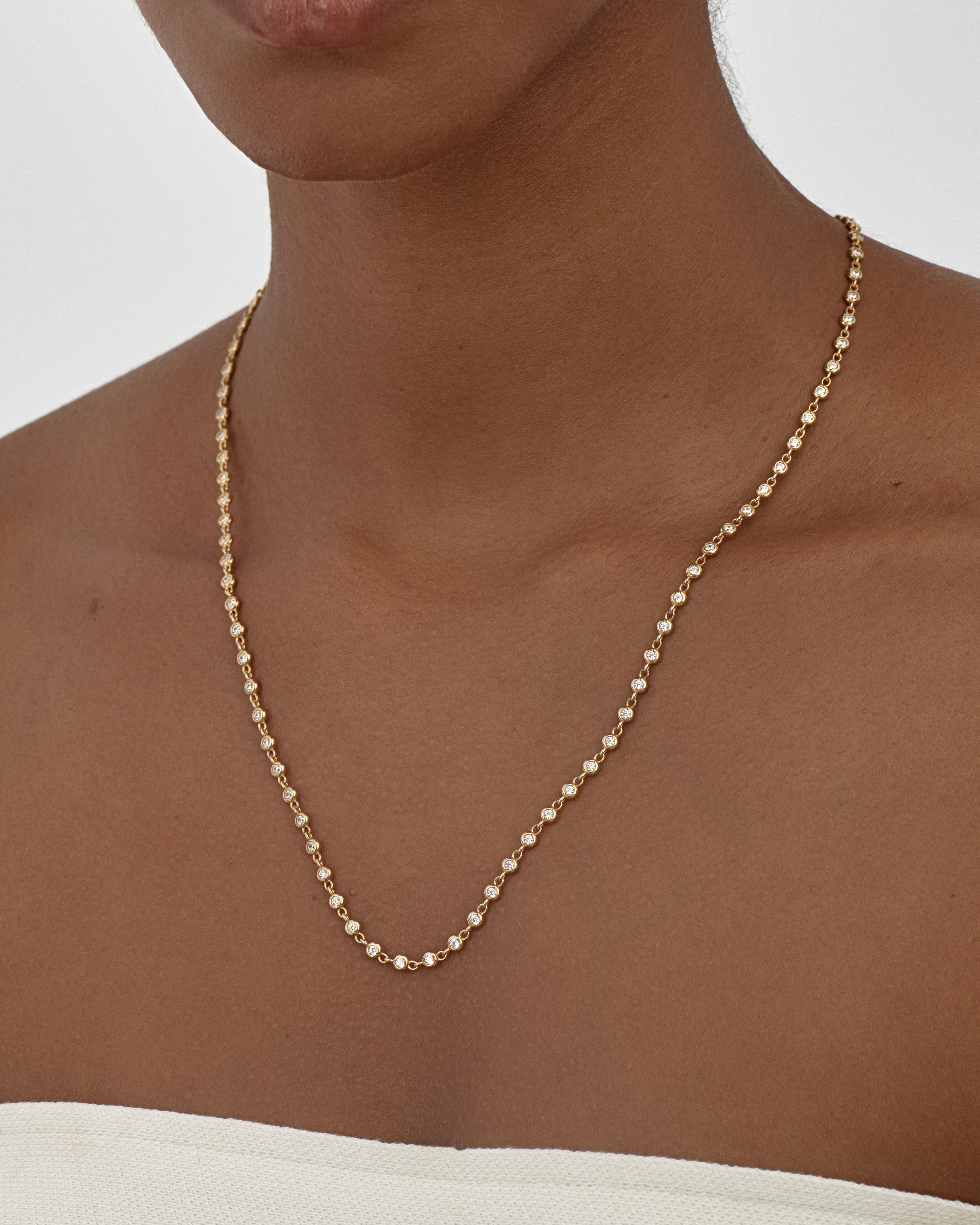 1.70 mm Bezel Moissanite Tennis Necklace