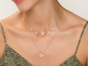 Initial Letter Necklace with Gemstones
