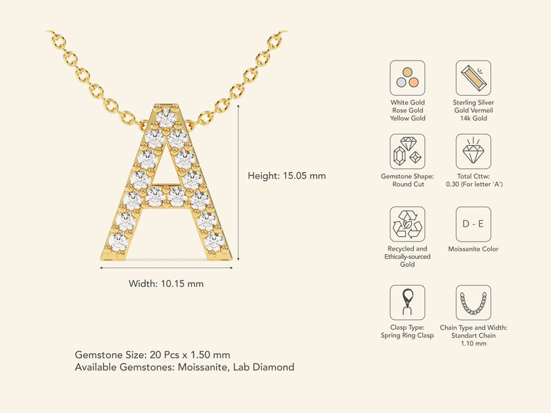 Initial Letter Necklace with Gemstones