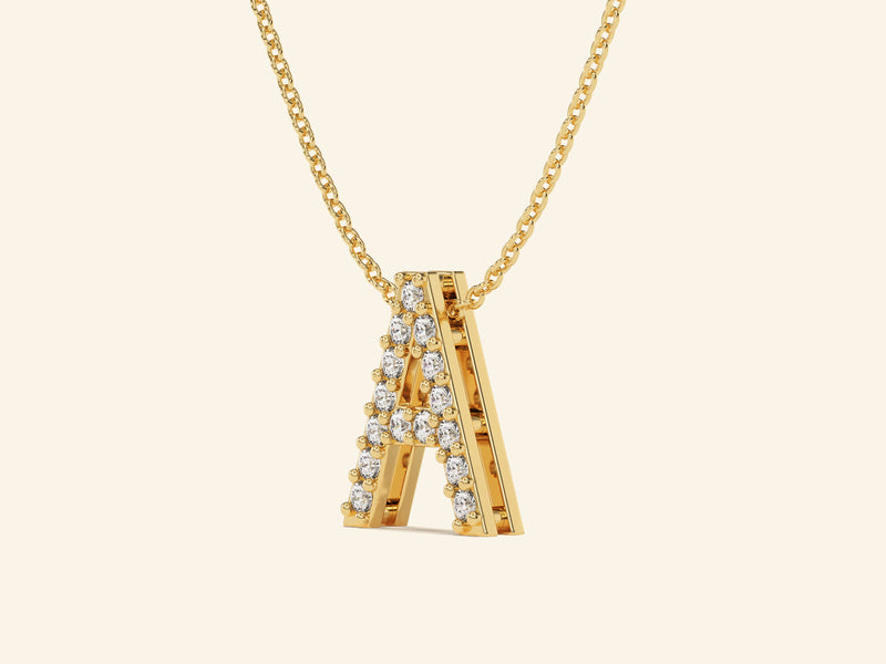Initial Letter Necklace with Gemstones