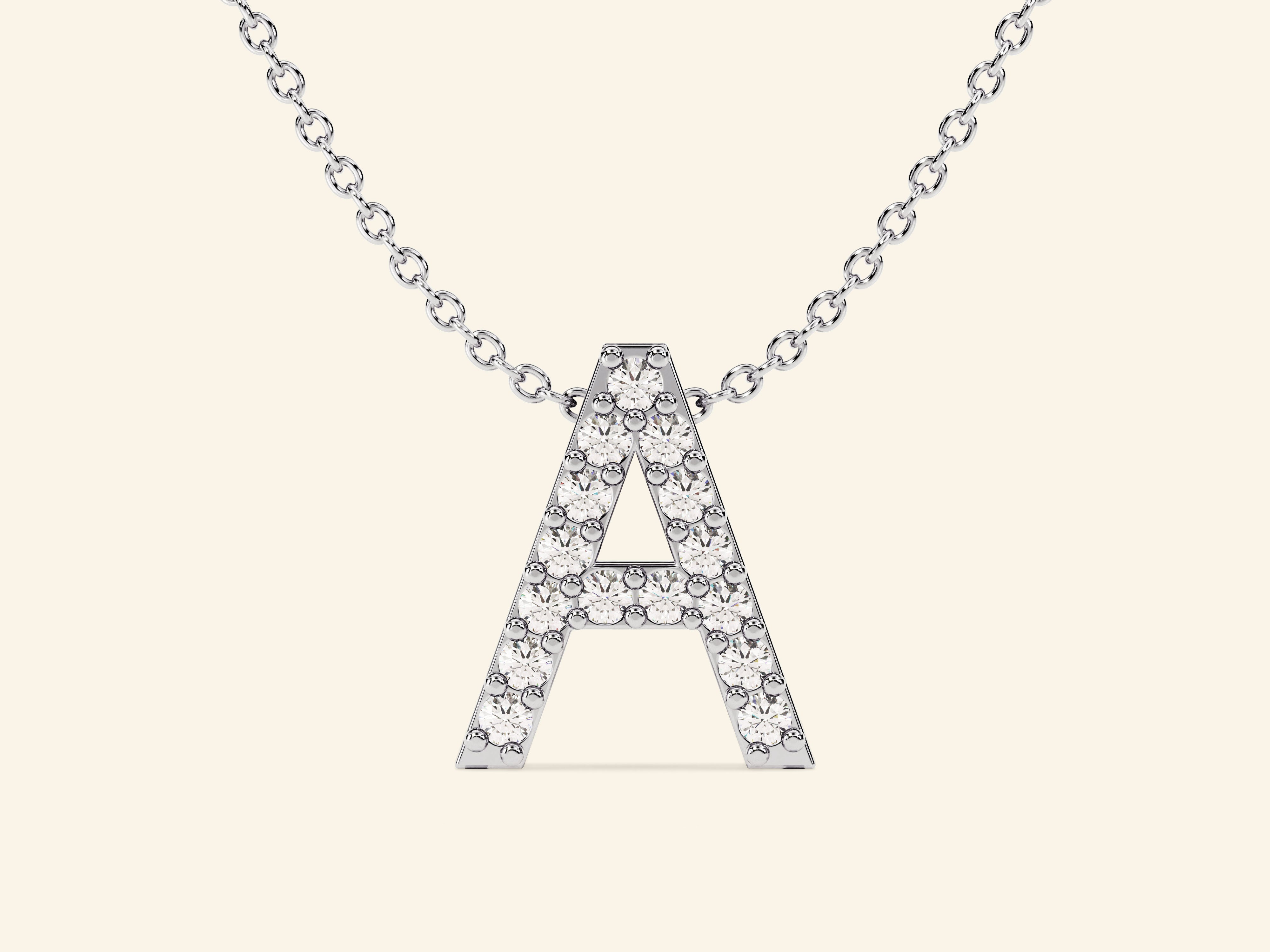 Initial Letter Necklace with Gemstones