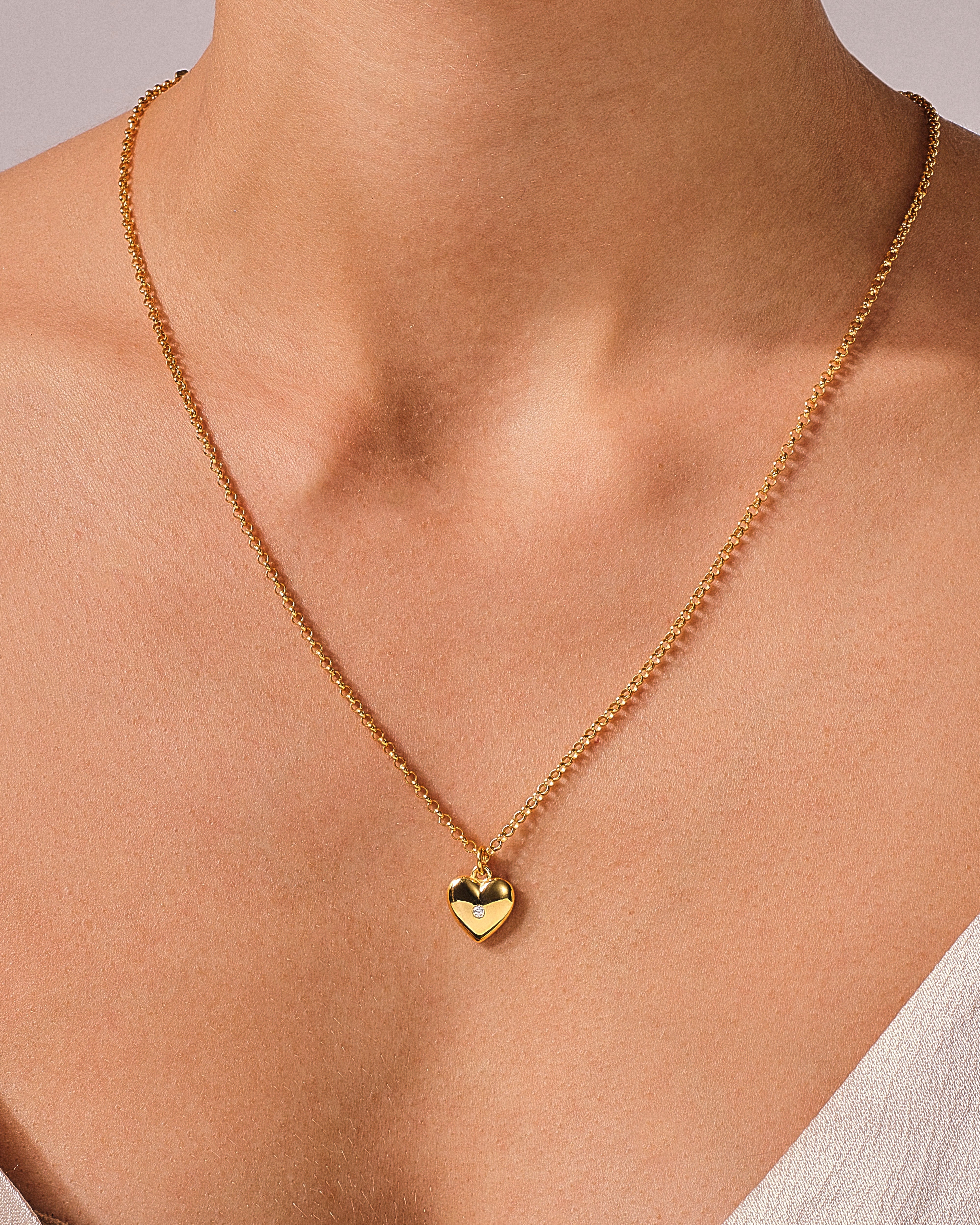 Sparkling Heart Charm Necklace