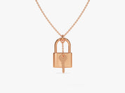 Rose gold padlock and key necklace for jewelry lovers