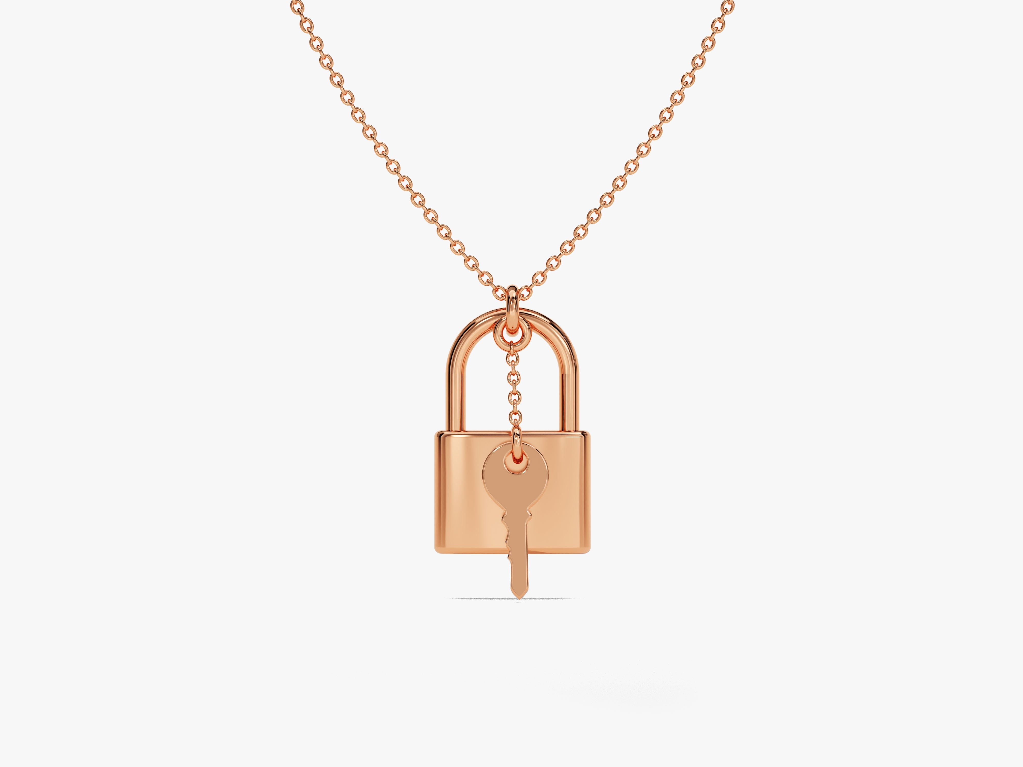Rose gold padlock and key necklace for jewelry lovers