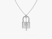 Silver lock and key pendant necklace for jewelry lovers