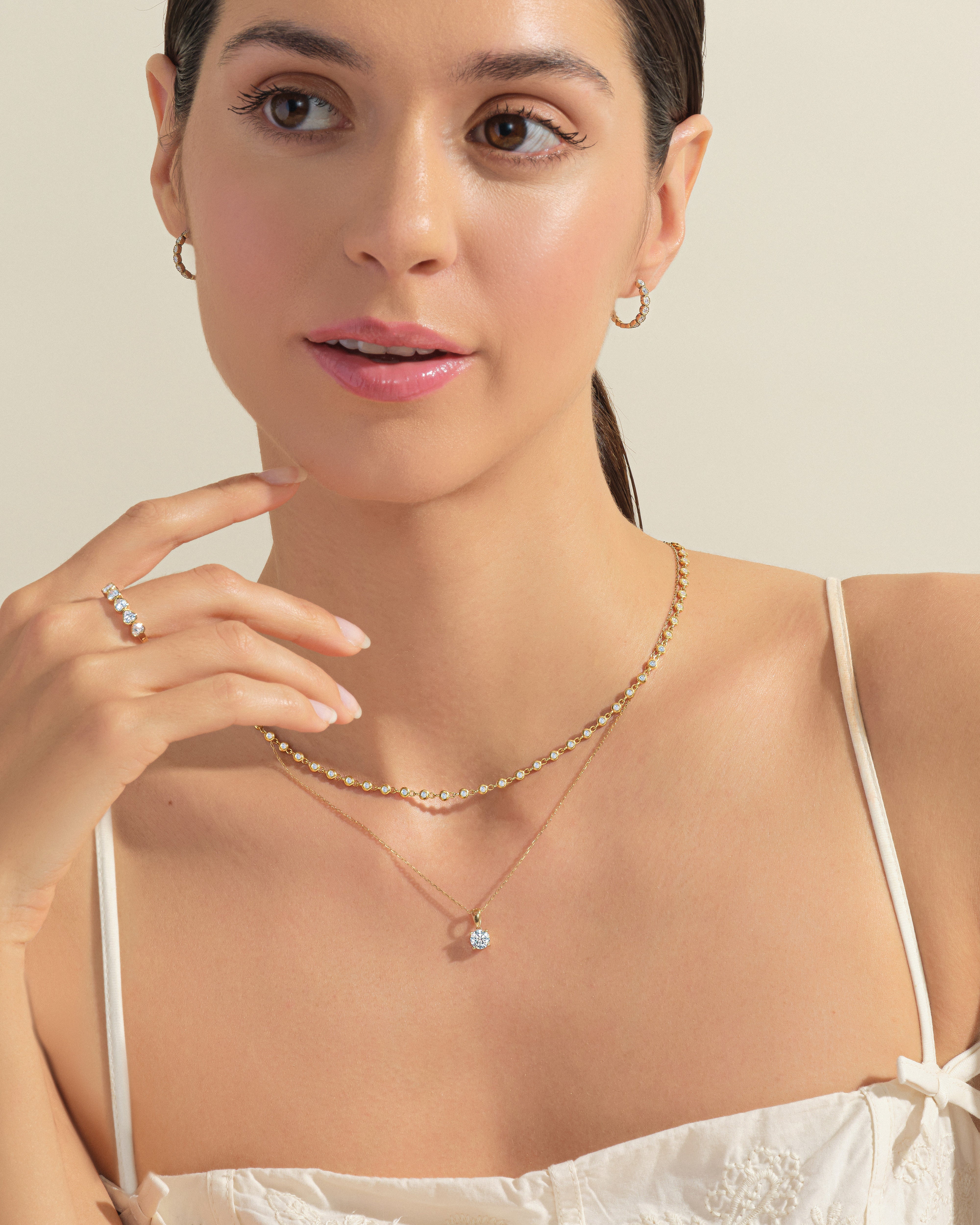 1.30 mm Bezel Moissanite Tennis Necklace